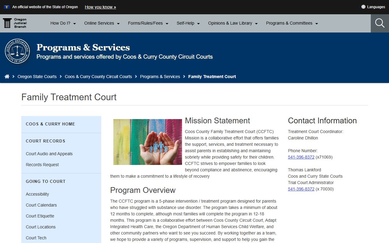 Coos County criminal court records Family Treatment Court