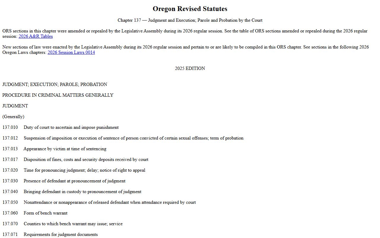 Coos County criminal court records ORS chapter 137 set aside law