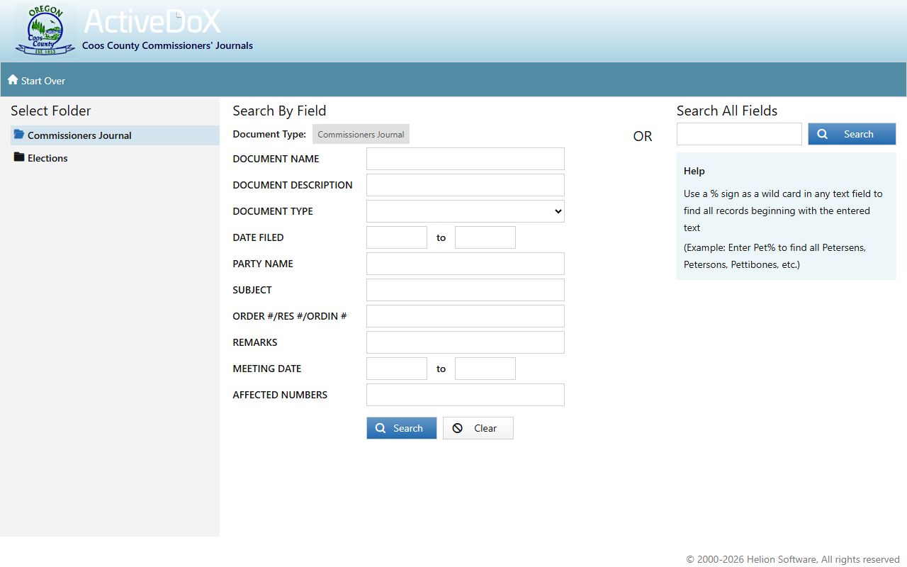 Coos County clerk Digital Research Room records portal