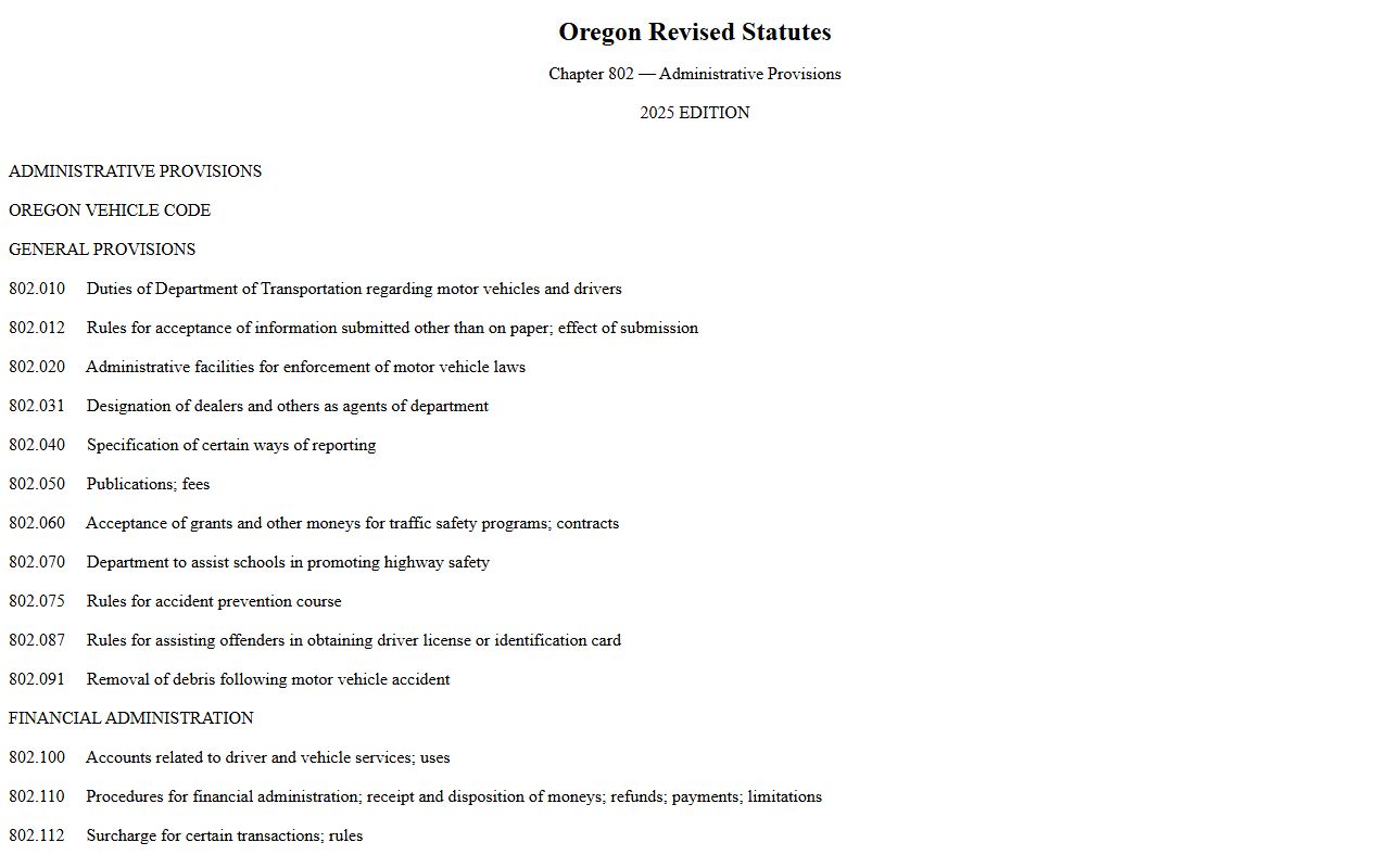Coos County marriage and divorce records ORS chapter 802 DMV privacy