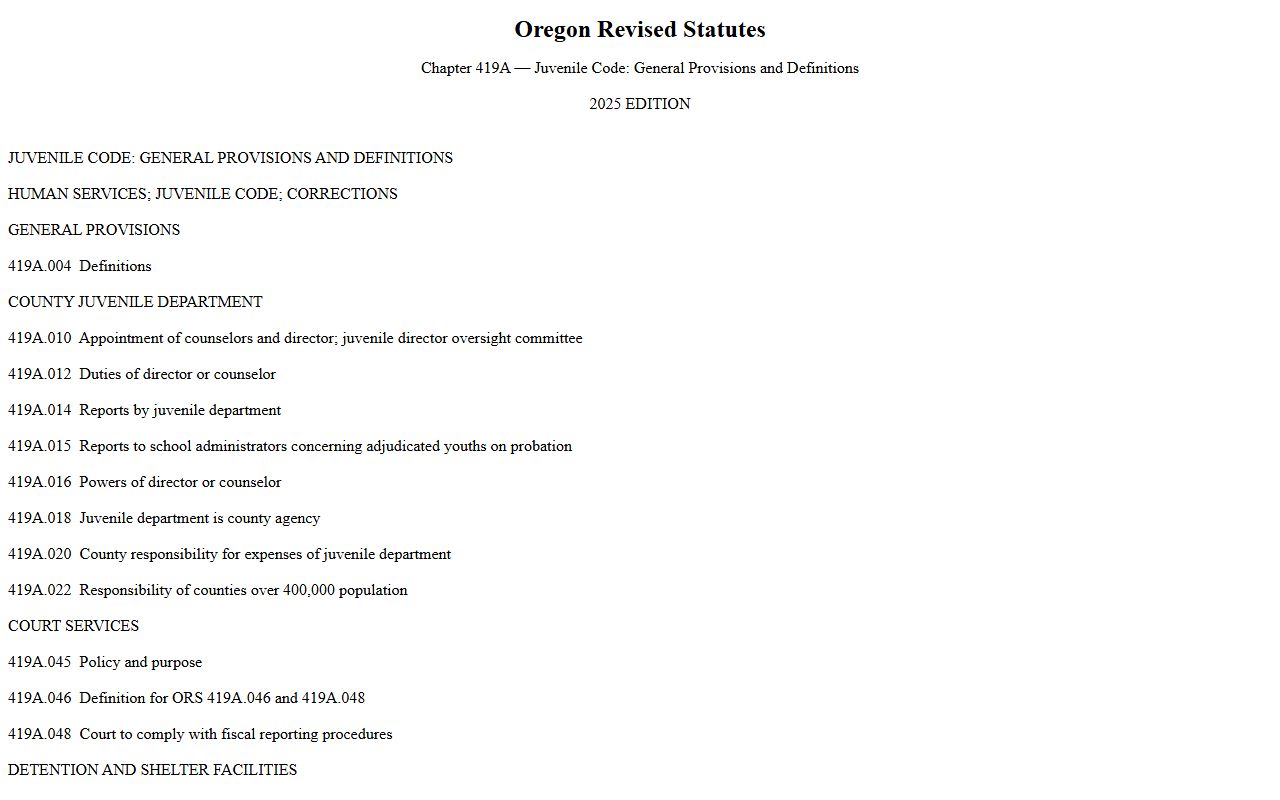 Coos County probate records ORS chapter 419A juvenile confidentiality
