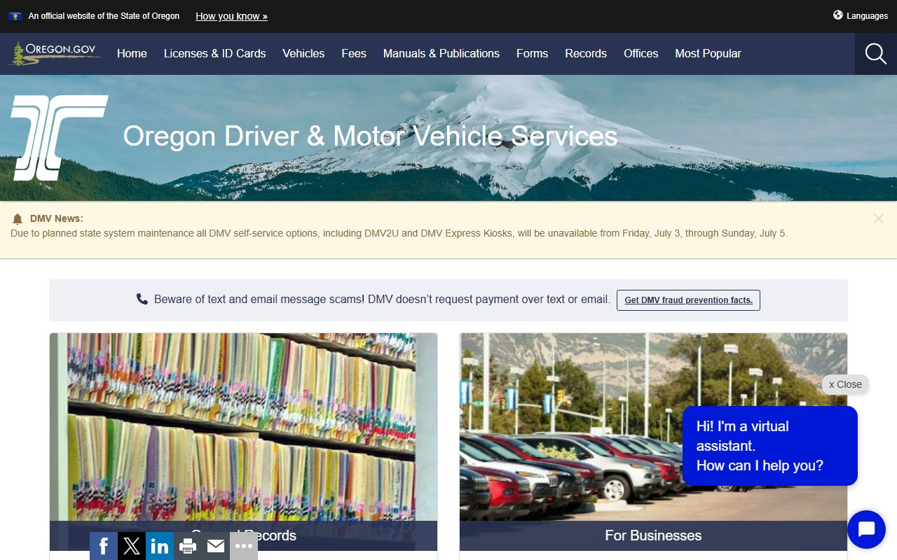Coos County traffic court records Oregon DMV records