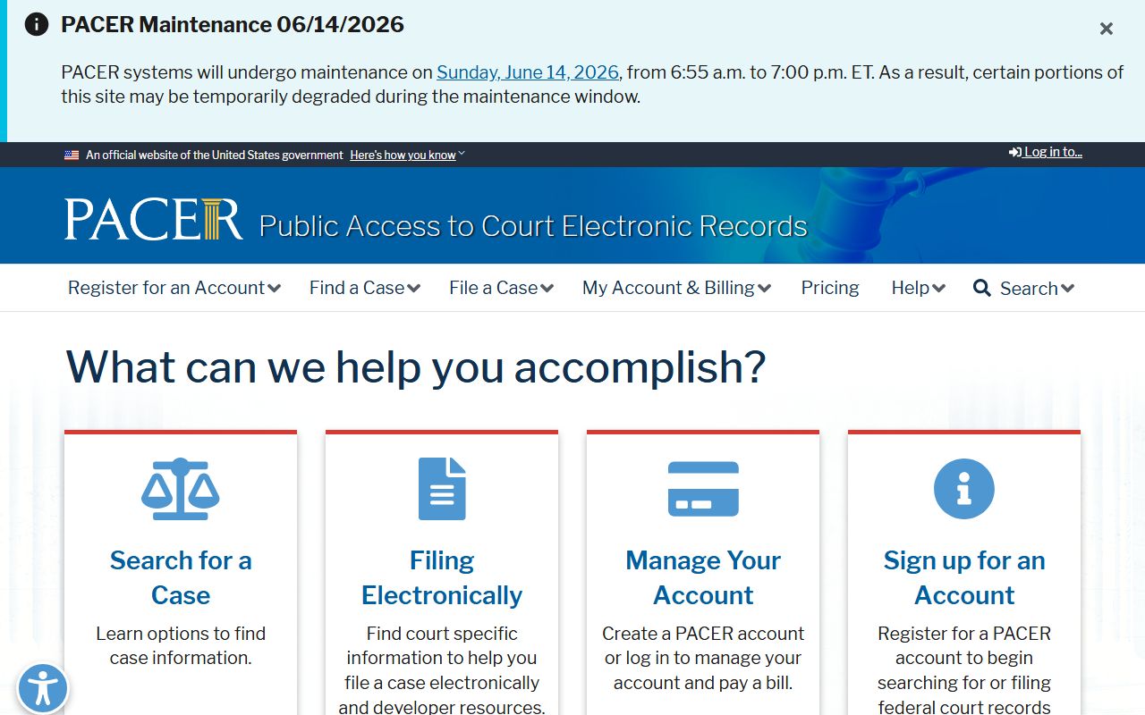 Coos County warrant records PACER federal records access
